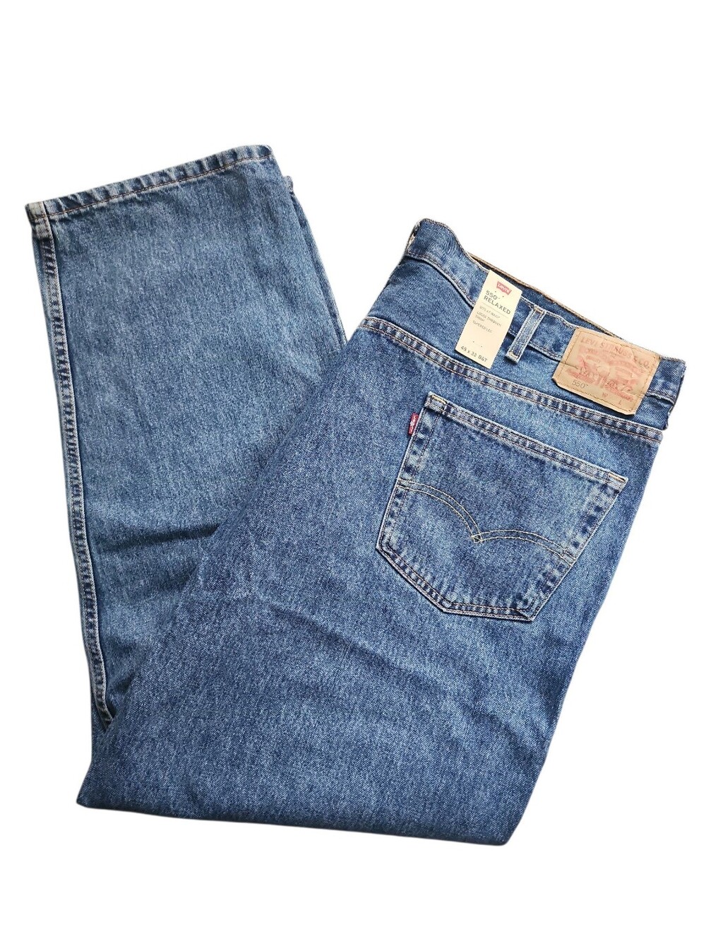 Levis 550 Relaxed Mens Mediumwash Big & Tall 100% Cotton Jeans Size 48x32